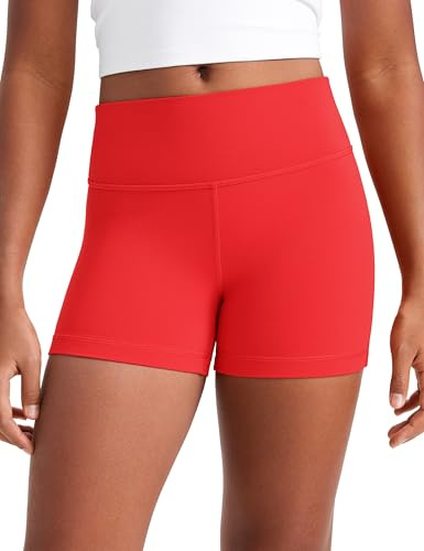 CRZ YOGA Chicas Butterluxe Shorts Deportivos de Motociclista Niños Adolescente Salón Activo Bailar Yoga Correr Rojo Profundo M