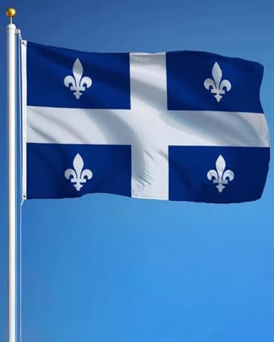 Drapeau du Québec 90x150 cm - Polyester Résistant et Léger - Drapeau Québecois avec Œillets Renforcés - Idéal pour Décorations Extérieures et Intérieures - Facile à Fixer