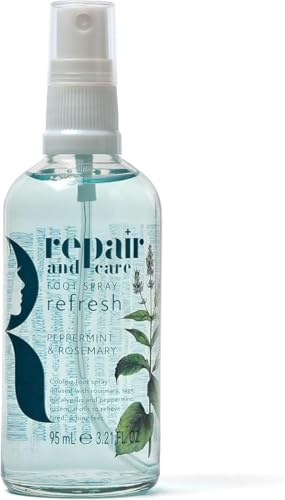 Repair and Care Refresh Foot Spray Cooling for Tired Feet 95ml | Cooling Refreshing Foot Spray for Tired Aching Feet. Deodorising Mist That Cools and Revives. For Daily Use On The Go.