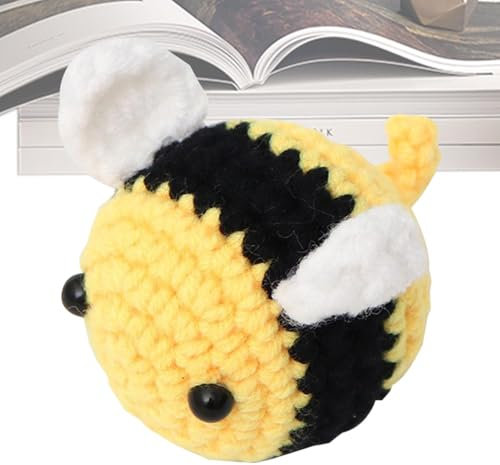 Gehäkelte Spielzeugtiere, Biene Stofftier | Gehäkeltes Cartoon-Spielzeug für Kinder | Tragbares Tierstrickspielzeug, lustiges Bienenspielzeug zum Spielen, Begleiten, Heimdekoration