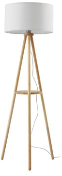 Lindby golvlampa Adamio (lanthus, vintage rustik) av trä (1 lampa E27) – textilgolvlampa, golvlampa, vardagsrum, vardagsrum
