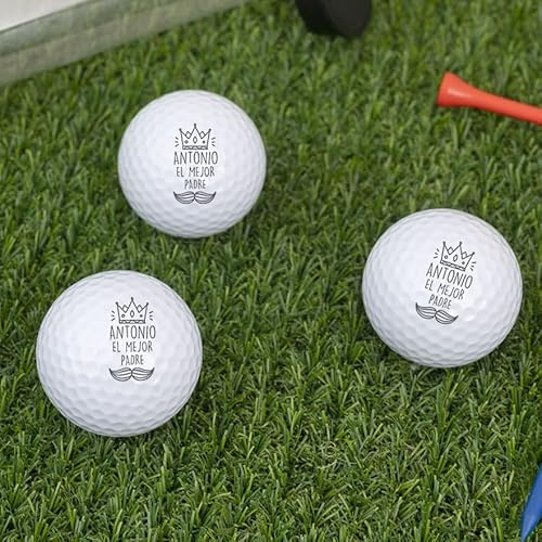 Wanapix Pack 3 Bolas de Golf Personalizadas | Opción Grabada o Impresa | Regalo Golfistas | Regalo Original día del Padre/Cumpleaños/Aniversario | Grabada - Mejor Padre