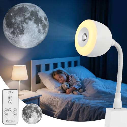 Moon Lamp Projector Night Light With Remote Control, 20CM Moon Light Galaxy Projector Rechargeable LED Aesthetic Dimmable Table Lamps For Bedroom Living Room, Christmas Birthday Gifts For Kids