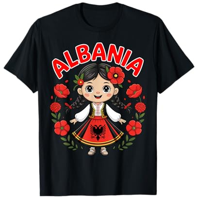 Albanian Girl in Traditional Dress with Eagle Symbol Kids T-Shirt