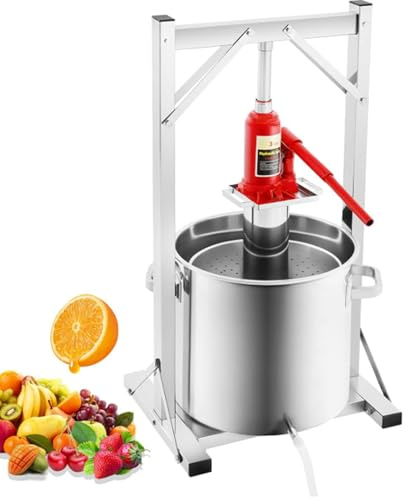 Hydraulisk fruktpress – rostfritt stål cider och vinpressmaskinsats, 36L fruktextraktor för att göra juice och vin