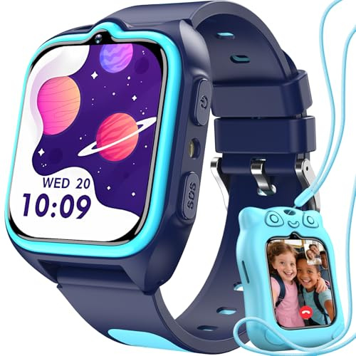 Blackview 4G Reloj Inteligente Niño con GPS, SOS, Videollamadas, Chat de Voz, 1.75” Smartwatch Niños con Podómetro, LED Linterna, Modo Escuela, Despertador, Juego, para Niños Niñas, Azul