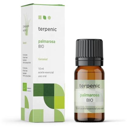 TERPENIC - Aceite Esencial de Palmarosa (Cymbopogon Martinii) - BIO - 10 ml - Uso Oral – Hidratación y armonía natural