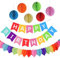 Kit Decorazione Festa di Compleanno, Striscione “Happy Birthday” con 6 Sfere a Nido d'ape e una Decorazione di Carta Arcobaleno, Party kit