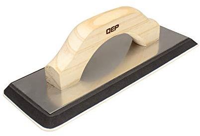 QEP 4 in. x 10.5 in. XL Non-Stick Gum Rubber Grout Float with Wood Handle, Black (10070)