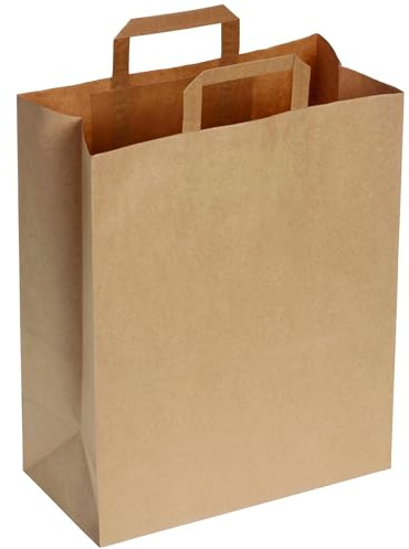 DeinPack 50 Papiertüten 32 x 16 x 39 cm I Umweltschonende Papier Tragetaschen groß Geschenktüten Papiertragetaschen biologisch abbaubar, kompostierbar I braune Papier Tüten