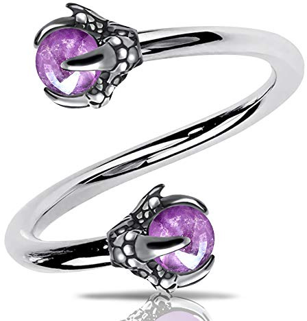 OUFER Piercing Oreille Cartilage Piercing Helix en Acier Chirurgical 316L avec Opale Griffe de Dragon Piercing Nez, Lèvre et Piercing Nombril Anneau de Nez Piercing Bijoux de Corps 16G