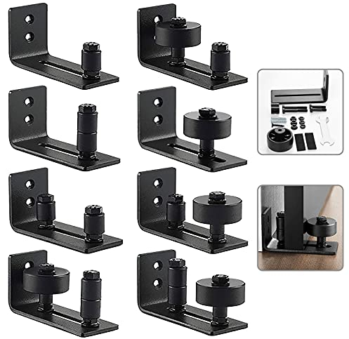 Wilktop Guía de suelo para puerta corredera, riel ajustable con tornillos, sistema de puerta corredera 8 en 1 para todas las puertas correderas, 1 unidad