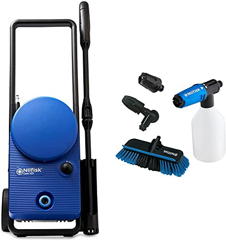 Nilfisk Core 125 bar High Pressure Washer for Home, Garden and Car blue & Nilfisk Alto Click & Clean Car Cleaning Kit