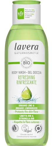 lavera Body Wash Refreshing - Schützt die Hautflora - Naturkosmetik - Vegan - Mit Bio-Limette und Bio-Zitronengras - Silikonfrei - 1 x 250 ml