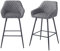 Requena Pair of Bar Stools Leatherette Exterior with Armrest & Backrest with Black Metal Legs Kitchen Breakfast Barstool Counter Chair BAR01 (LEATHER-GREY)