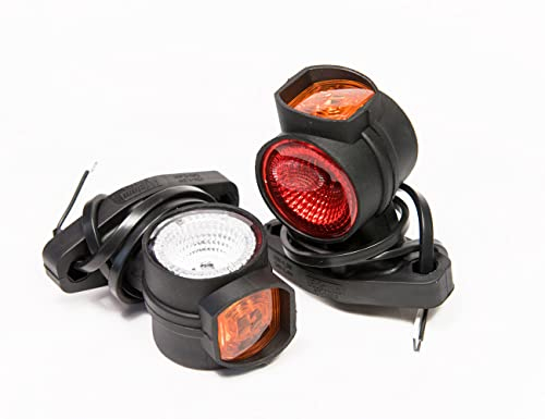 2 x LED Gummi Begrenzungsleuchte Seitenleuchte 12V 24V mit E-Prüfzeichen Positionsleuchte Auto LKW PKW Wohnwagen KFZ Lampe Leuchte Licht Weiß Rot Orange