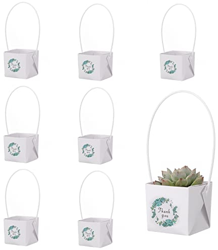 NITHECON 40 Stück Dankeschön-Sukkulenten-Wraps [Pflanzen und Töpfe nicht im Lieferumfang enthalten] [passend für 5.1 cm große Töpfe] Sukkulenten-Geschenkverpackungen, Taschen, Gastgeschenke, weiß