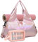 DBPBToU Sporttasche Damen Reisetasche mit Schuhfach und Nassfach Wasserdicht Handgepäck Tasche Yogatasche Gym Bag Saunatasche für Damen und Herren mit Kulturbeutel (Rosa)