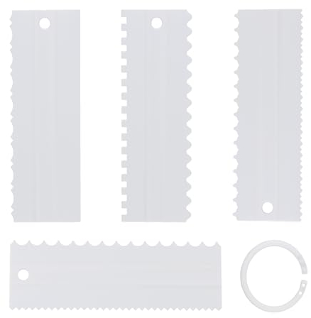 LWMLWM 4 Piezas Rascador para Tartas, Espátula de Pastel para Bordes lisados de Pasta, decoración de Helado y Crema, Cocina, Molde de Bricolaje (Blanco)