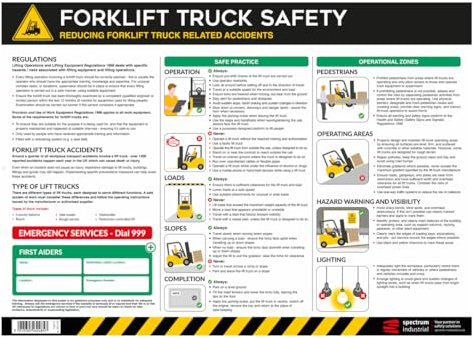 Forklift Truck Safety Poster - A2 Anti Scuff PVC | Workplace Forklift Operation & Hazard Prevention Guide | Health & Safety Sign for UK Compliance
