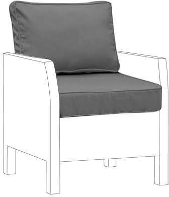 Sapphire Collection Outdoor Garden Rattan seat cushions Water Resistant Pad for Keter Allibert California Furniture Patio Chair Cushion Padding (2 Pc Grey Armchair)