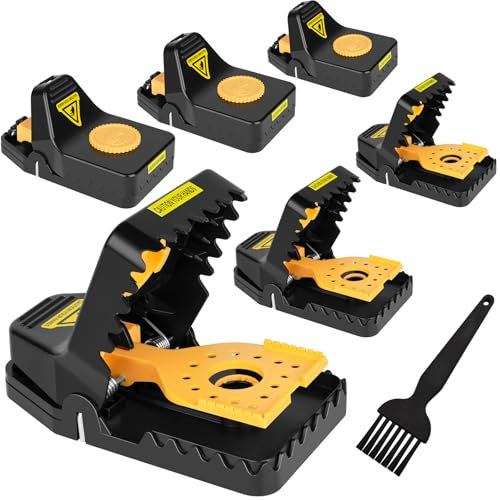 Rat Trap,6 Pack Super Heavy Duty Instant Kill Rat Traps,Reusable Humane Large Mouse Trap for Mouse Rat Chipmunk,High Sensitive Mice Snap Trap for Indoors and Outdoors,Effective & Safe Rodent