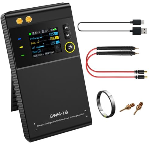 Jadeshay Punktschweißgerät für akkus, SWM-10 Spot Welder 18650 Tragbares Mini-Schweißgerät mit Nickelblech und Ersatznadeln für DIY Batterien