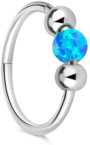 AceFun 18g Opale Piercing Naso Cerchio, Anello Argento Blu 8mm in Acciaio Inox, Hoops Gioielli per Naso e Orecchino Cartilagine per Donne