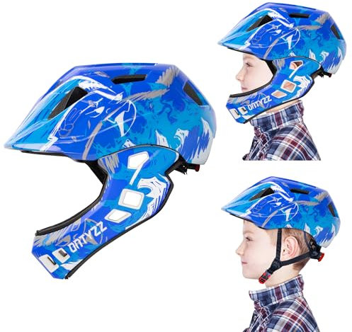 Kinder Fahrradhelm Leicht Integralhelm Kinder mit Abnehmbaren Kinnschutz Kinder Downhill Helm für Balance Bike Scooter Roller Skates