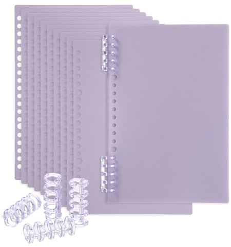 PATIKIL 12 Paquete de Cubierta de Encuadernación, A5 (8.4X5.7) 22 Mil Plástico Cubiertas de Cuadernos con Peine de Encuadernación para Presentación de Informes de Libro, Color Lila Claro