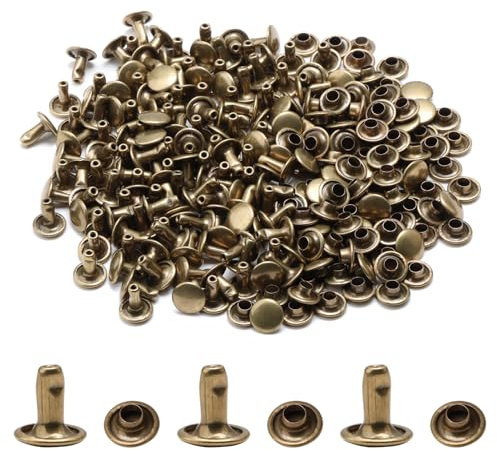 100 Stück 8x8mm Antik Kupfer Nieten für Leder, Taschen Möbel - Doppelseitige Eisen Nieten Elektrisch Plattiert DIY Basteln 8mm Durchmesser Metall Nieten für Handwerk & Reparatur