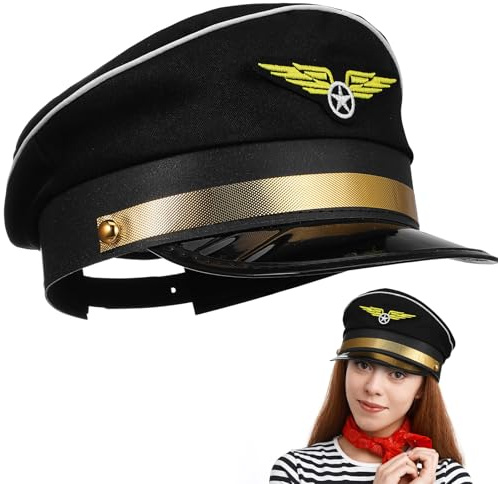 Holibanna Chapeau De pour Enfants Pilotes Costume De Casquette De Pilote Chapeau De e Réglable De Performance d'halloween De Pirate Black Polyester