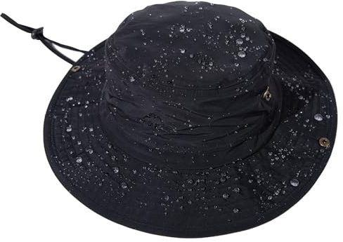 TOP-EX Chapeaux de Soleil pour Hommes | Étanche | Été | Protection UV UPF 50+ | Bord Large | Safari, Pêche, Randonnée | Bonnette | Tête Grande Noir «X-Large» XX-Large