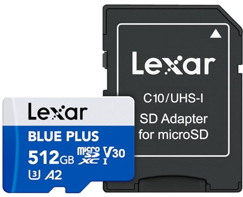 LEXAR Carte microSDXC Blue Plus UHS-I 512Go V30 170MB/s avec adaptateur car