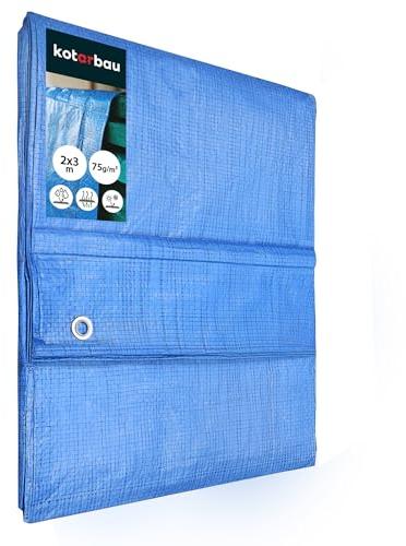 KOTARBAU® Bâche de Protection Extérieur - Polyéthylène - 2 x 3 m - Bleu - 75 g/m² - Bâche avec œillets - Anti UV - Toile de Protection - Couverture Impermeable Exterieu