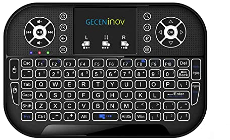 GECENinov Mini Tastiera Wireless con Touchpad, Mini Tastiera Portatile Wireless a 2,4 GHz con Batteria Ricaricabile, Tastiera con Telecomando, Compatibile con PC, Laptop, Smart TV, Windows, TV Box