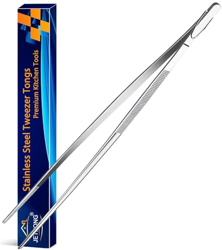 JETKONG 12-Inch Kitchen Tweezers Fine Tweezer Tongs Extra-Long Stainless Steel Cooking Tweezers