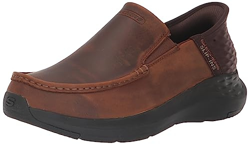 Skechers Mens Parson - Oswin Slip-in Moccasin, Brown, 9.5 US