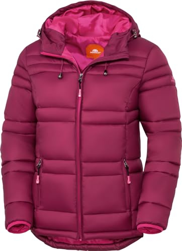 NORDCAP Steppjacke Damen, leichte Winterjacke, warm mit Kapuze, 100% Wattierung, ideal für kalte Tage, Beere, Gr. 44