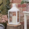 Lights4fun Lanterna Bianca in Metallo di 25 cm con Candela a LED TruGlow® con Timer per Interni ed Esterni