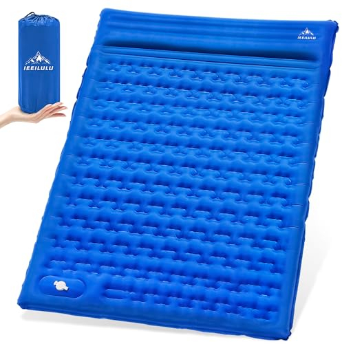 IEEILULU Isomatte Selbstaufblasend 2 Personen, 196x140cm Matratze Camping, 12cm Verdickte Selbstaufblasende Camping Isomatte, Aufblasbare Schlafmatten für Outdoor Wandern Zelt Backpacking (Blau)