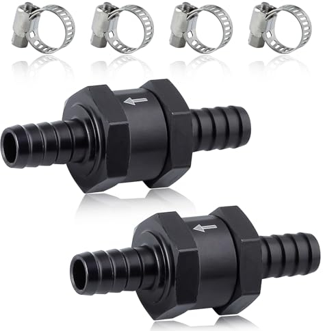 SPEEDWOX Lot de 6 clapets anti-retour à sens unique en aluminium, 10 mm, 2 ports, noir