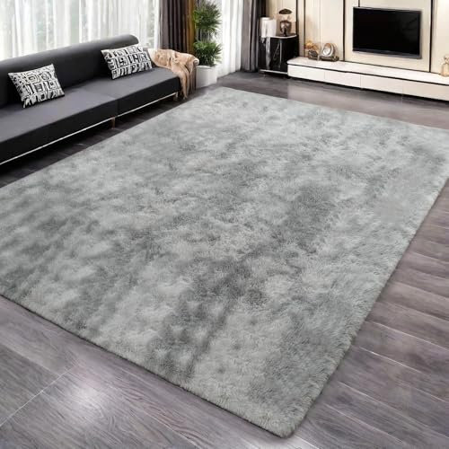 Yuanlne Rugs Living Room 160x230cm, Grey Area Rugs for Bedroom, Washable Anti Slip Extra Large Shaggy Soft Rug Fluffy Modern Floor Carpets Mat Beside Rugs for Kids Living Room
