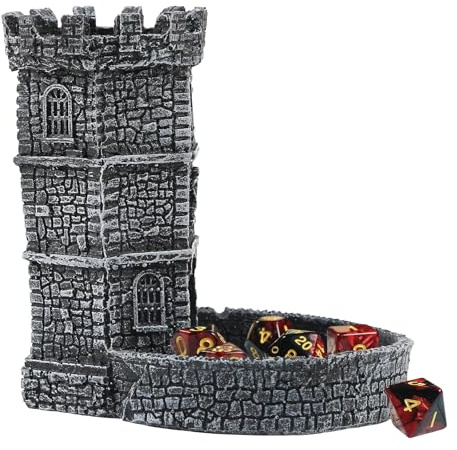 diceevil Castle Dice Tower con vassoio, DND Dice Rolling Tower e vassoio per Dungeons and Dragons per giochi da tavolo, D&D e RPG, MTG