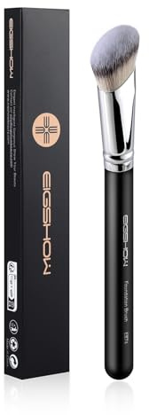 EIGSHOW Pennello Fondotinta Liquido Angolato Multifunzione per Fondotinta, Contouring e Correzione – Mescola Perfettamente Textures Liquide, Polverose e Cremose – Setole Vegane Morbide e Dense (E874)