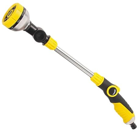 Watering Lance Spray Long Pole Water Nozzle,Portable Garden Watering Nozzle Hose Pipe Spray with 8 Modes and Rotating Sprinkler for Hanging Basket Cleaning, Plant and Lawn Watering, Car Washing