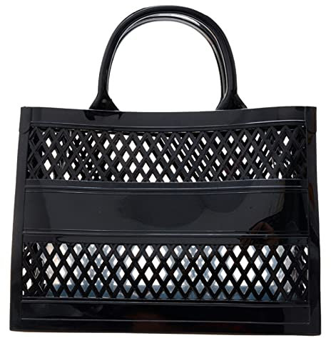 Sac fourre-tout tendance en PVC de grande capacité en caoutchouc et silicone pour sac de plage, Noir , Taille unique