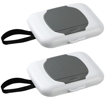 PandaEar Pack De 2 Dispensadores Portátiles De Toallitas para Bebé | Estuche Recargable con Tapa Segura Y Correa para Viaje, Bolsa De Pañales, Coche Y Hogar, 16.5 × 13 × 2.5 cm