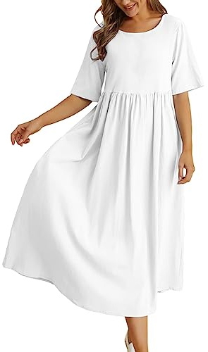 Dwevkeful Fluide Boheme Robes Ete Blanche Decontractée Sundress Legere Robe Longue Mariage Chic et Elegant Jupe