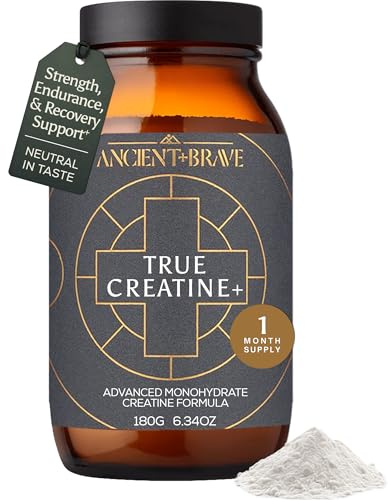 Ancient + Brave True Creatine+ Powder 6.34oz (Ap 30 Servings), Monohydrate Creatine Supplement with Taurine, Magnesium and Vitamin D Supplement, Womens Creatine Powder, for Energy and Performance